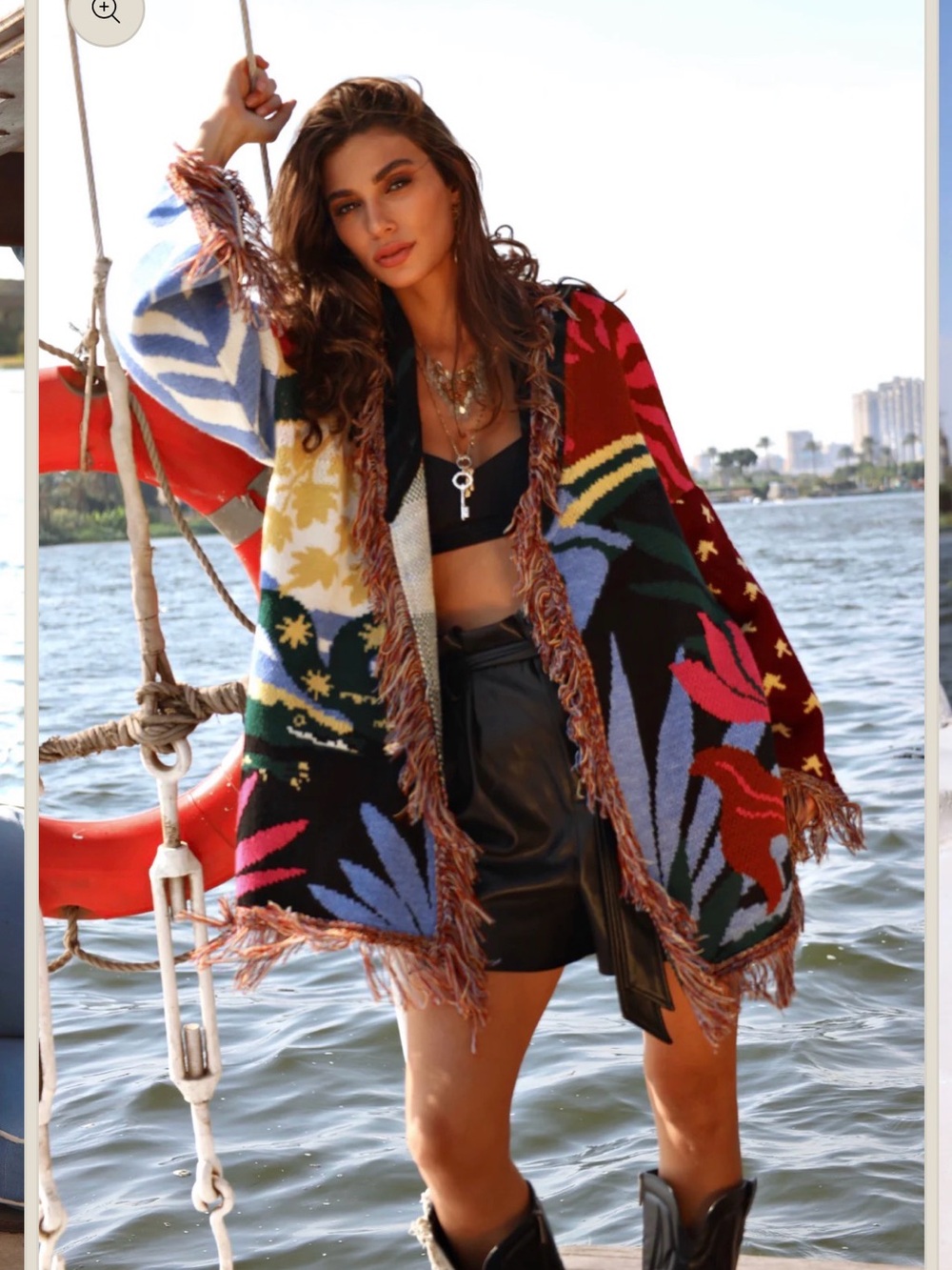 NWT Ausetia Tides of Sobek Egyptian Wool Bohemian Multi-Color Fringe Cardigan - Picture 3 of 5